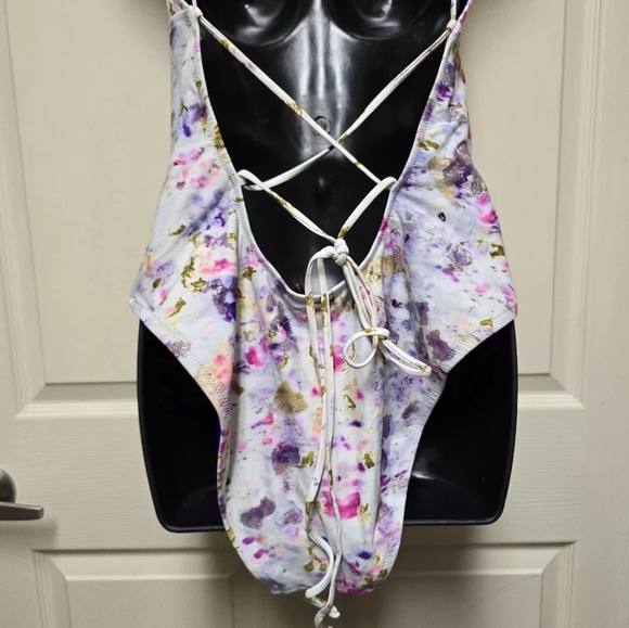 J.Crew Flora Obscura X strappy-back plunge one-piece in kaleidoscope Floral Sz16 - Picture 7 of 11